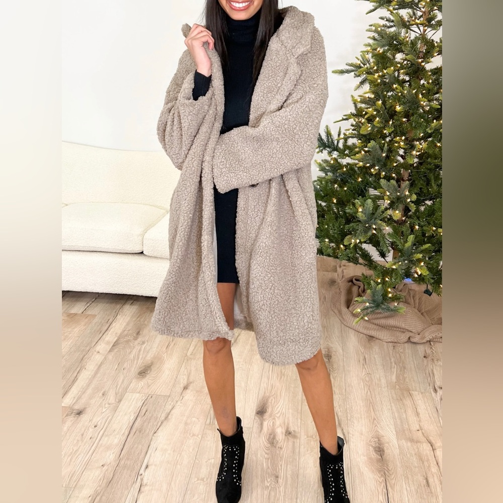 Knee length teddy coat
